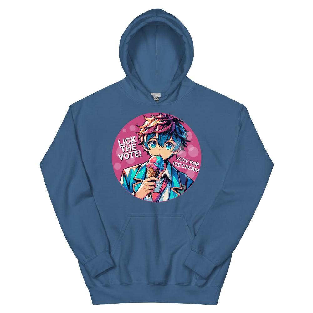 Lick The Vote Anime Ice Cream Boy Hoodie - Indigo Blue Color - https://ascensionemporium.net